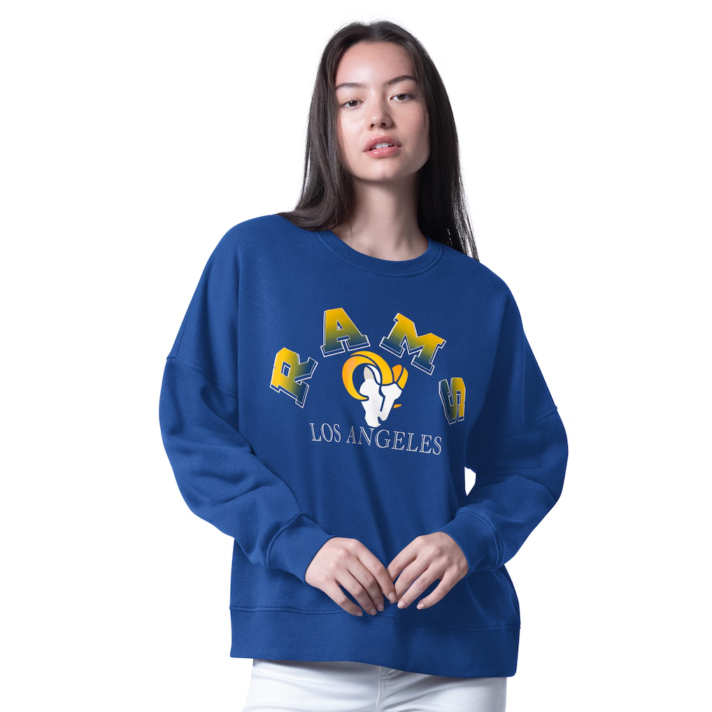 Women's Los Angeles Rams Blue G-III 4Her by Carl Banks Oversized Feud Sweatshirt(Run Small)